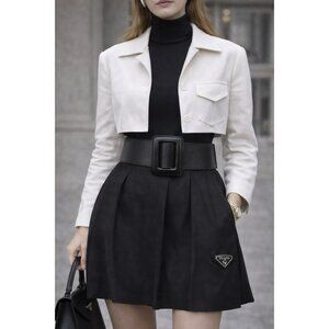 ZAPA Paris Wide Black Leather Waist Belt 100% Calfskin Size T1 Made in France